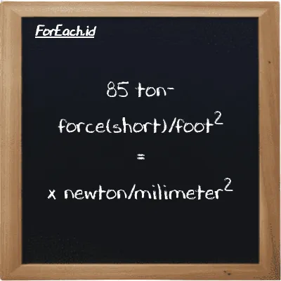 Example ton-force(short)/foot<sup>2</sup> to newton/milimeter<sup>2</sup> conversion (85 tf/ft<sup>2</sup> to N/mm<sup>2</sup>)